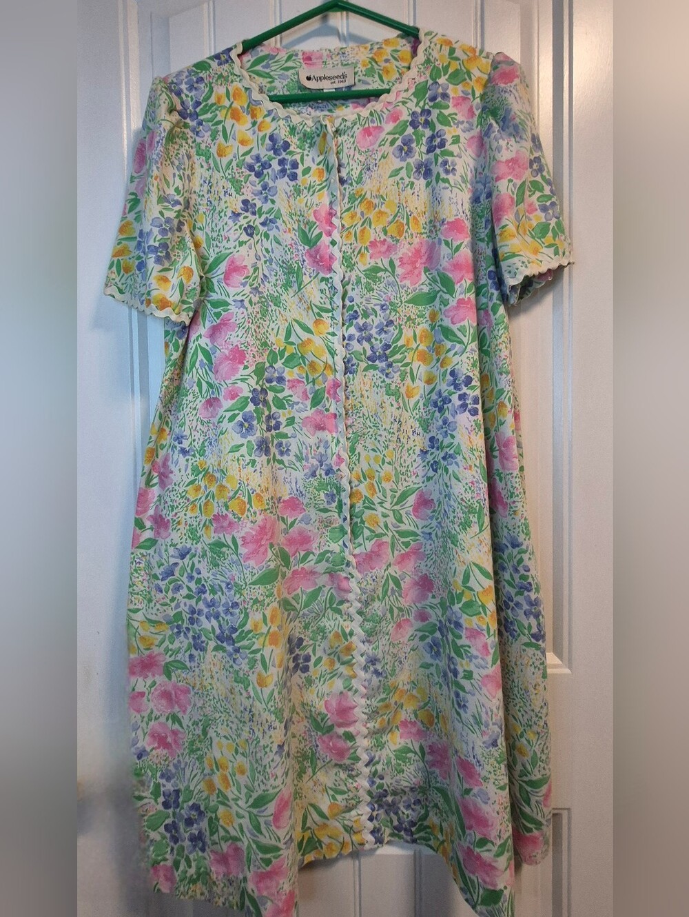 Womens Vintage Appleseeds Housecoat Smock With Pockets Size Medium